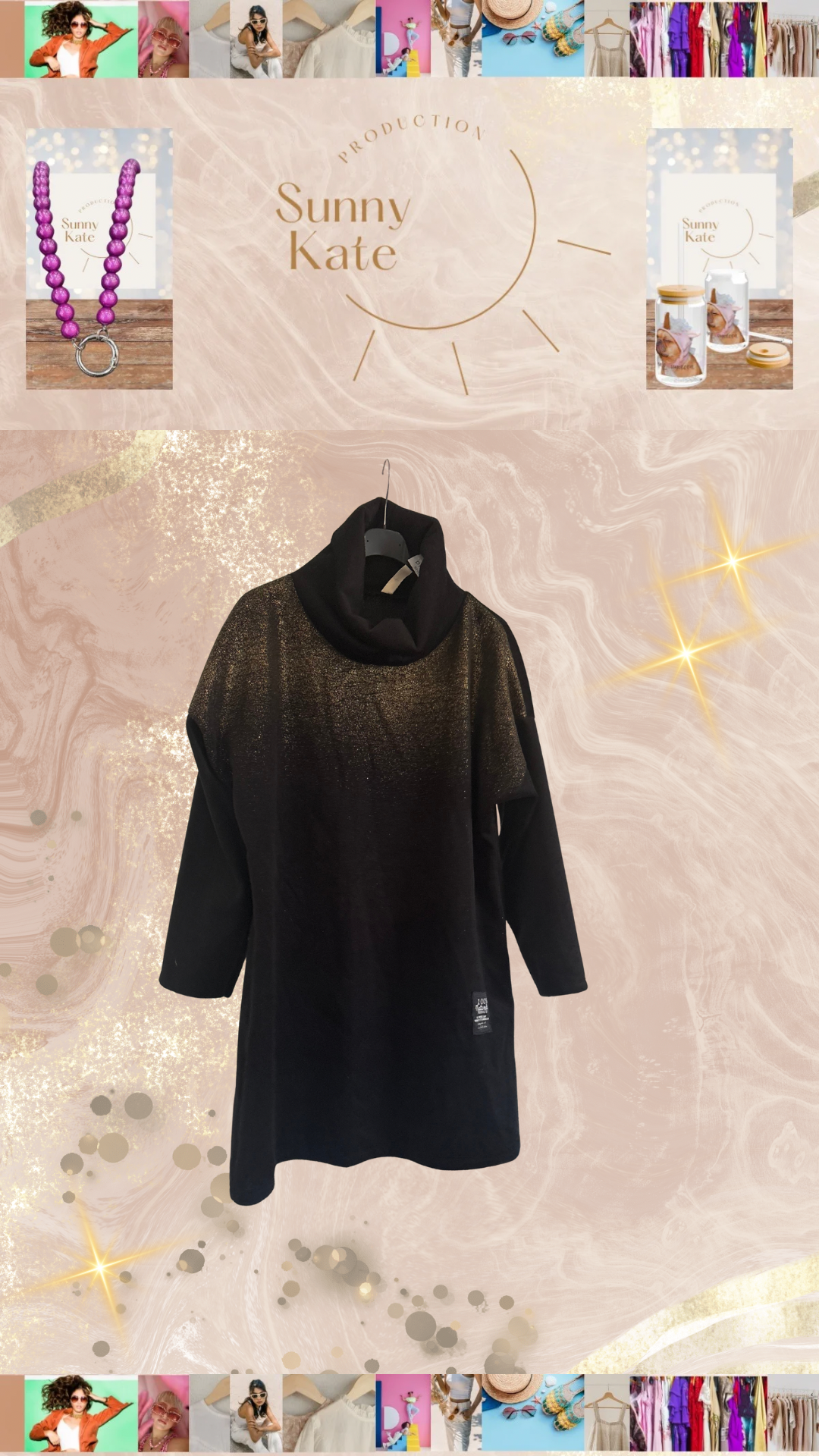„Golden Glow Knit“
Long-Pulli Schwarz mit Gold-Schimmer (40/42–46)