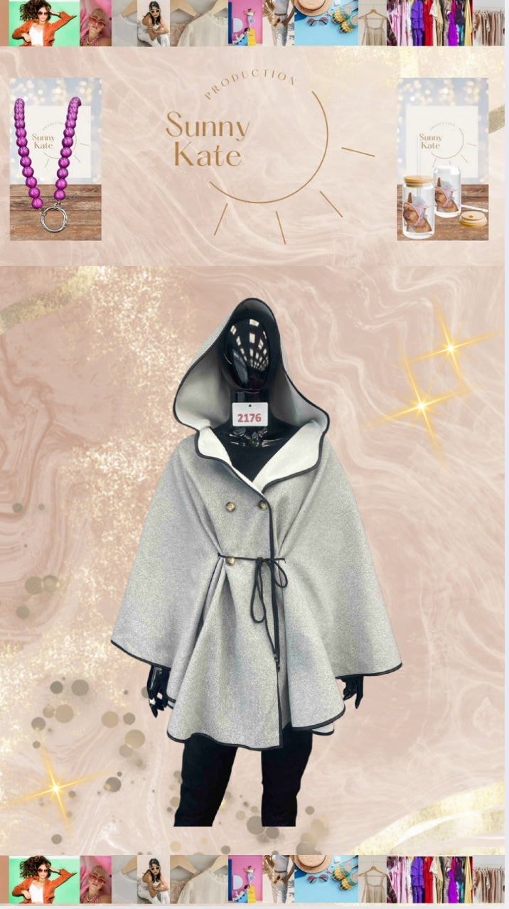 Poncho-Mantel „Urban Elegance“ – grau, One Size (36–42)