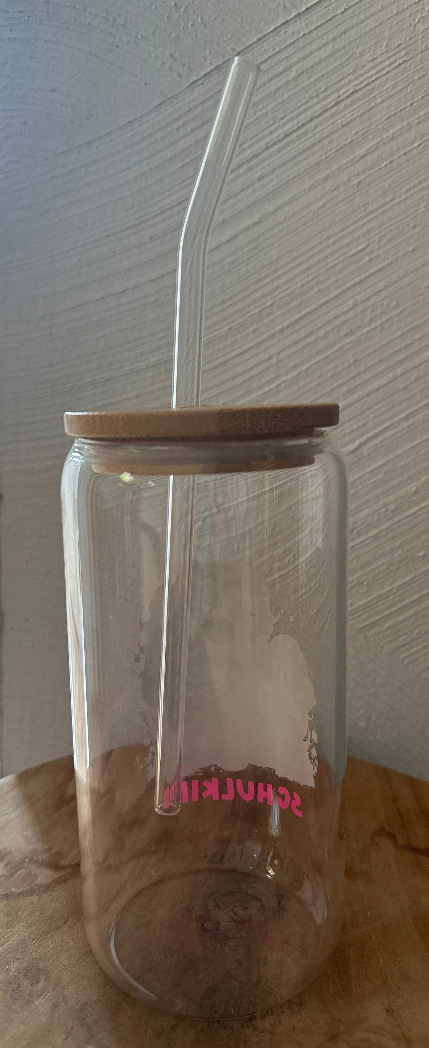 Hitzebeständiges Glas mit Bambusdeckel & Glasstrohhalm –Schulkind Einhorn 🦄