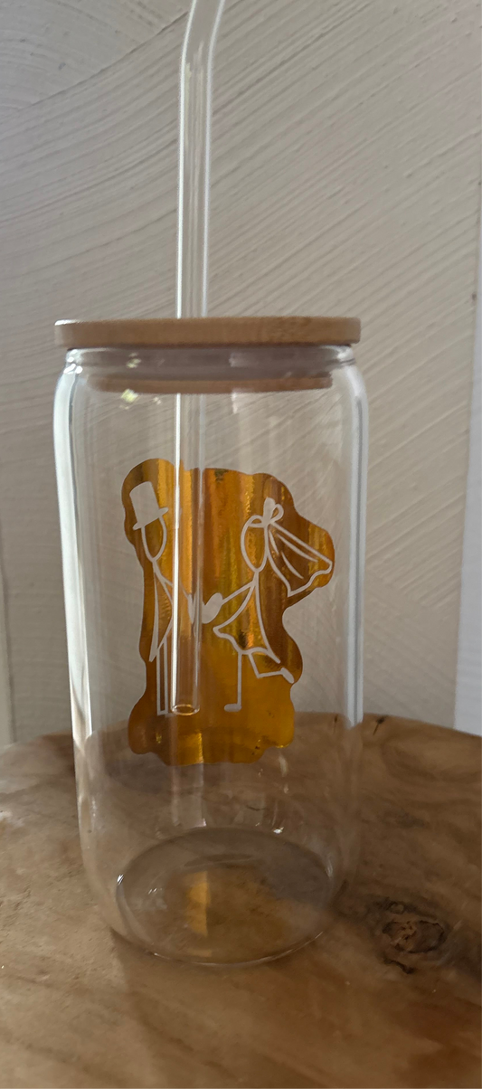 Forever Love Wedding Glass Cup 16oz