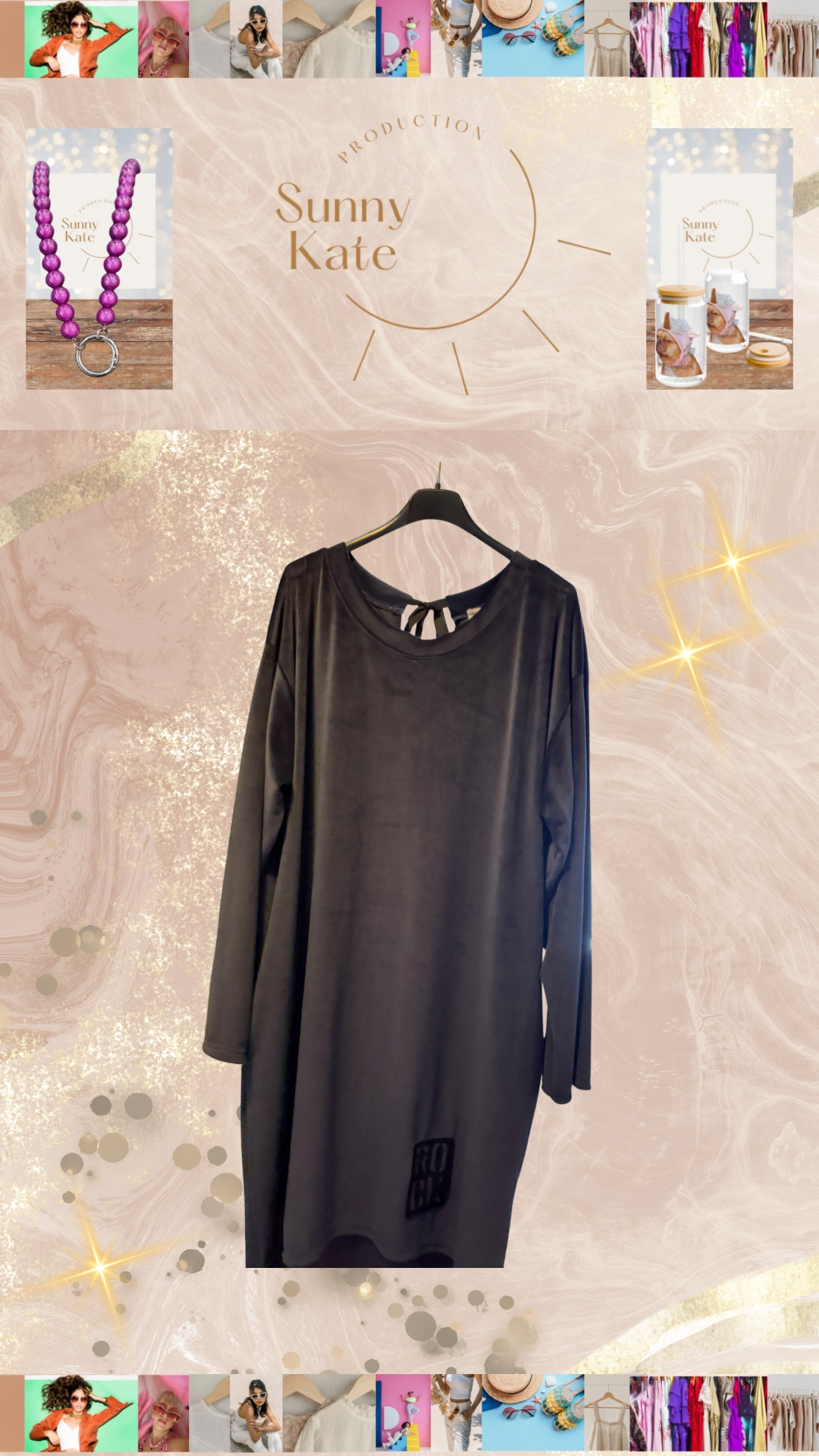 Velvet Dress Navy Gr. 44-48