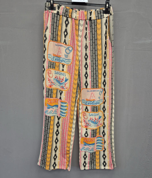 Boho Hose mit Print – California Sardine Style | One Size 36–42
