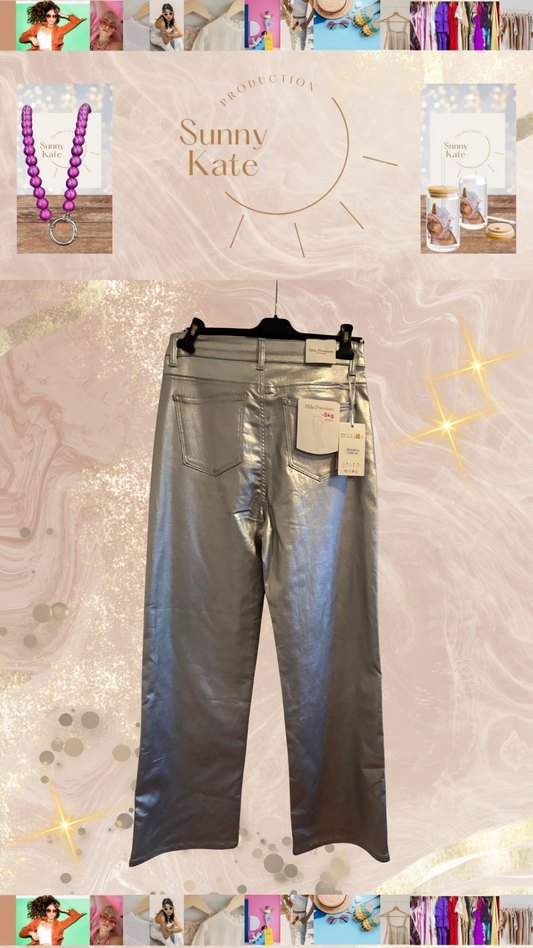Silver Glam Jeans – Dein Statement-Look mit Wow-Faktor Gr. 42