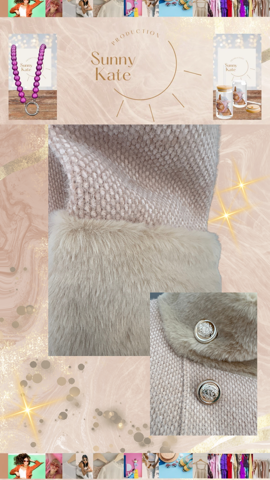 Eleganter Mantel „Luna Rose“ – Creme Rosa One Size Gr. 36-40/42