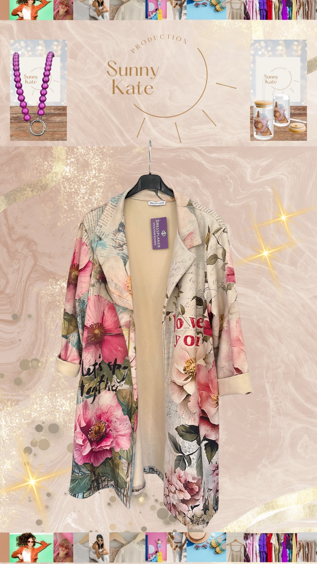 🌸 Floral Mantel „Sunny Vibes“ – Onesize Gr. 36/38 - 42/44