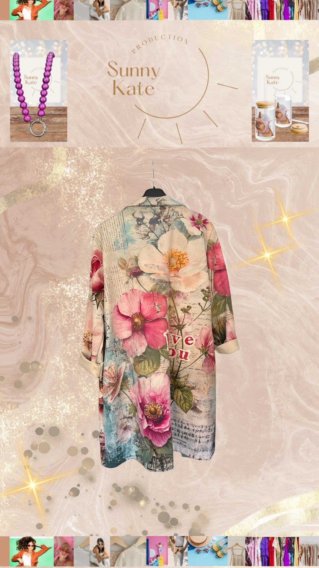 🌸 Floral Mantel „Sunny Vibes“ – Onesize Gr. 36/38 - 42/44