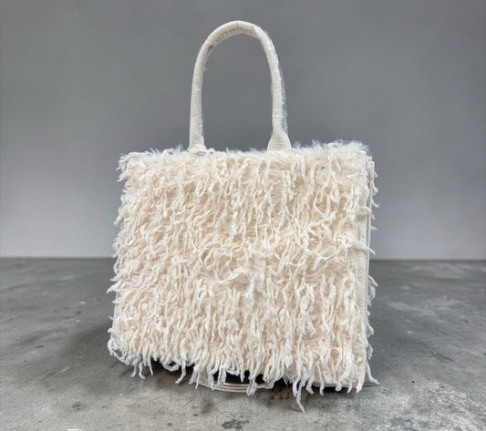 Boho Fringe Shopper Bag – Creme | Statement Handtasche Damen