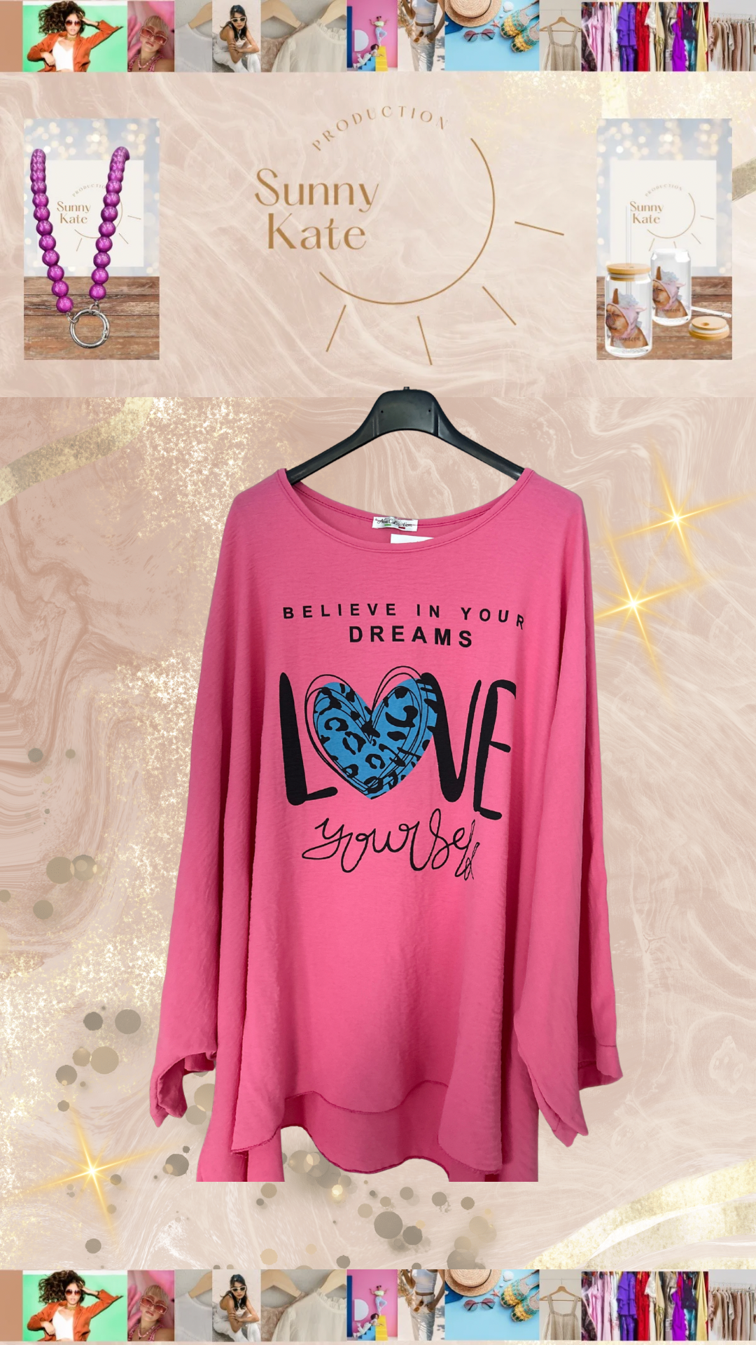 Oversize Longsleeve „Believe in your Dreams“ – Pink

Größe: 40–46 (locker fallend, Oversize)