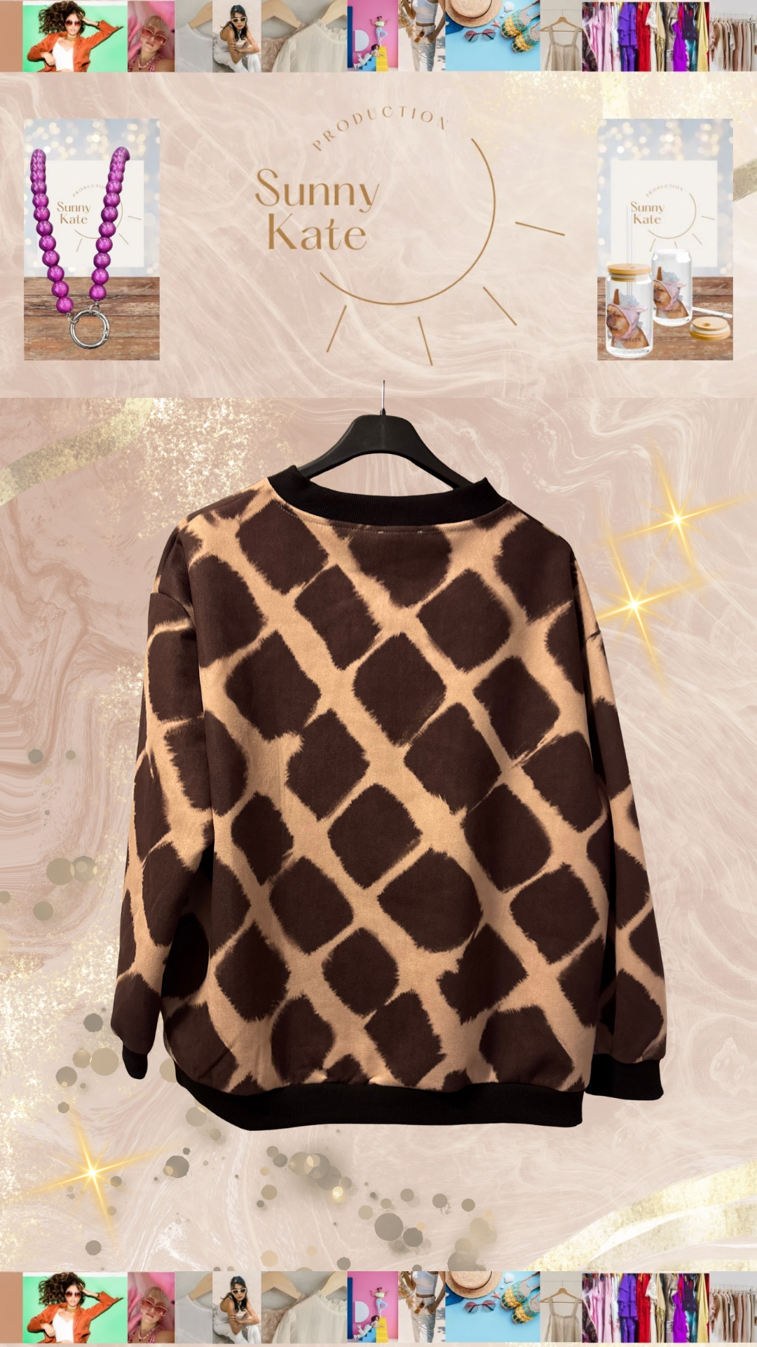 Bomberjacke Giraffe Pattern Jacket Zip Gr. 36-42