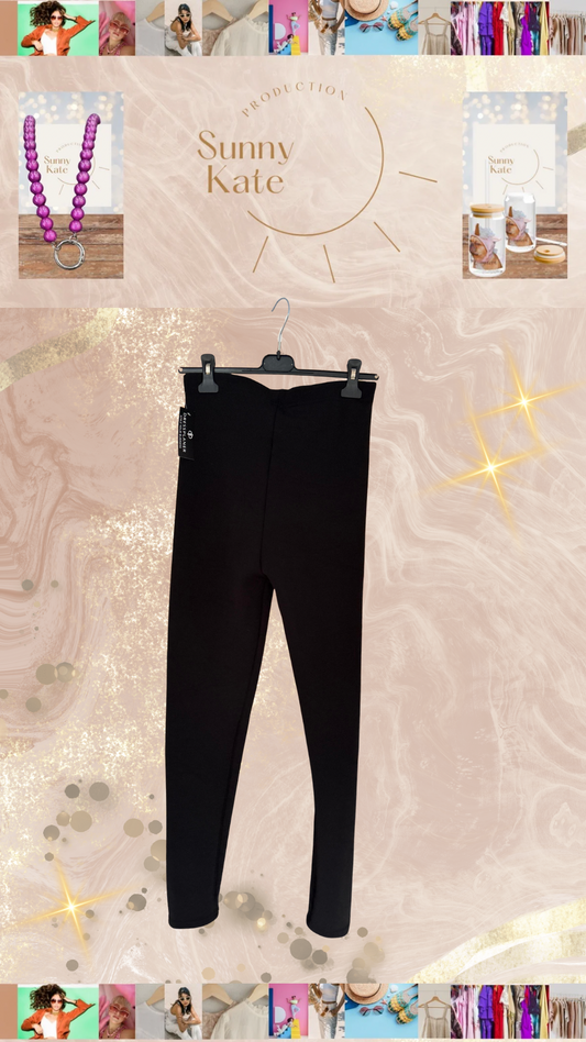 Soft & Cozy – Damen Leggings Schwarz mit Gummibund, innen kuschelig angeraut, dehnbar von M bis XXXL