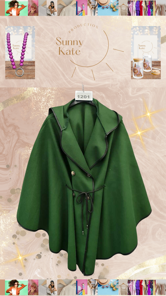 Royal Cape – Cozy Chic Poncho mit Kapuze Gr. 36-42/44 Beere/ Rosé/ Grün