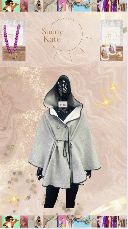 Poncho-Mantel „Urban Elegance“ – grau, One Size (36–42)