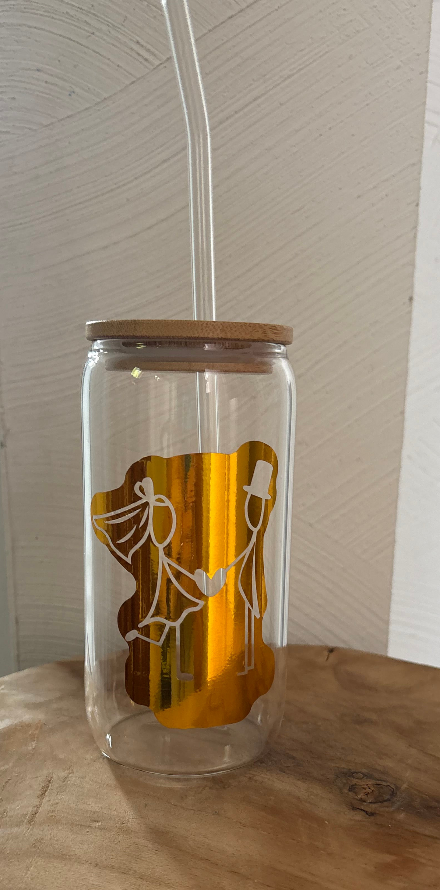 Forever Love Wedding Glass Cup 16oz