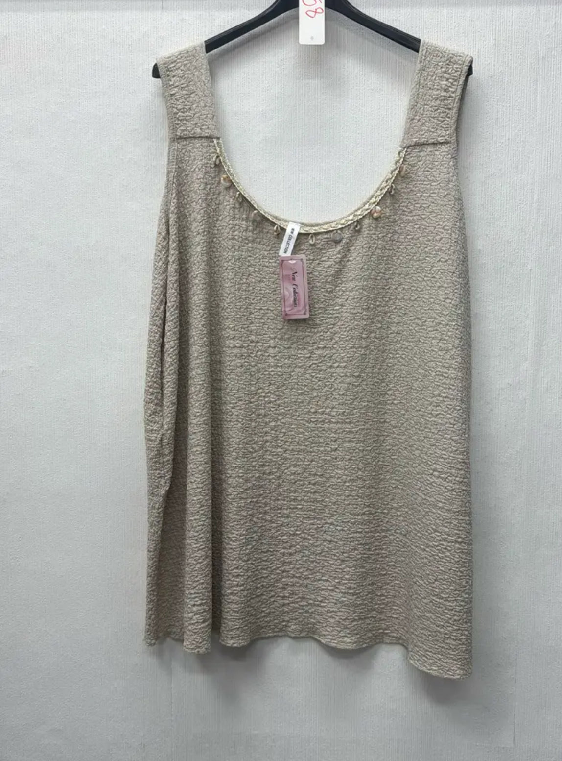 Top “Coastal Chic” mit Muschel-Details – Taupe | Gr. 44–48