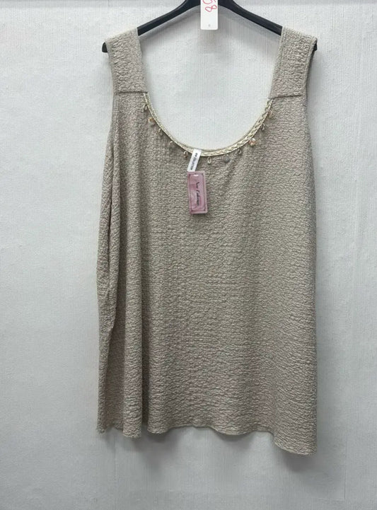 Top “Coastal Chic” mit Muschel-Details – Taupe | Gr. 44–48