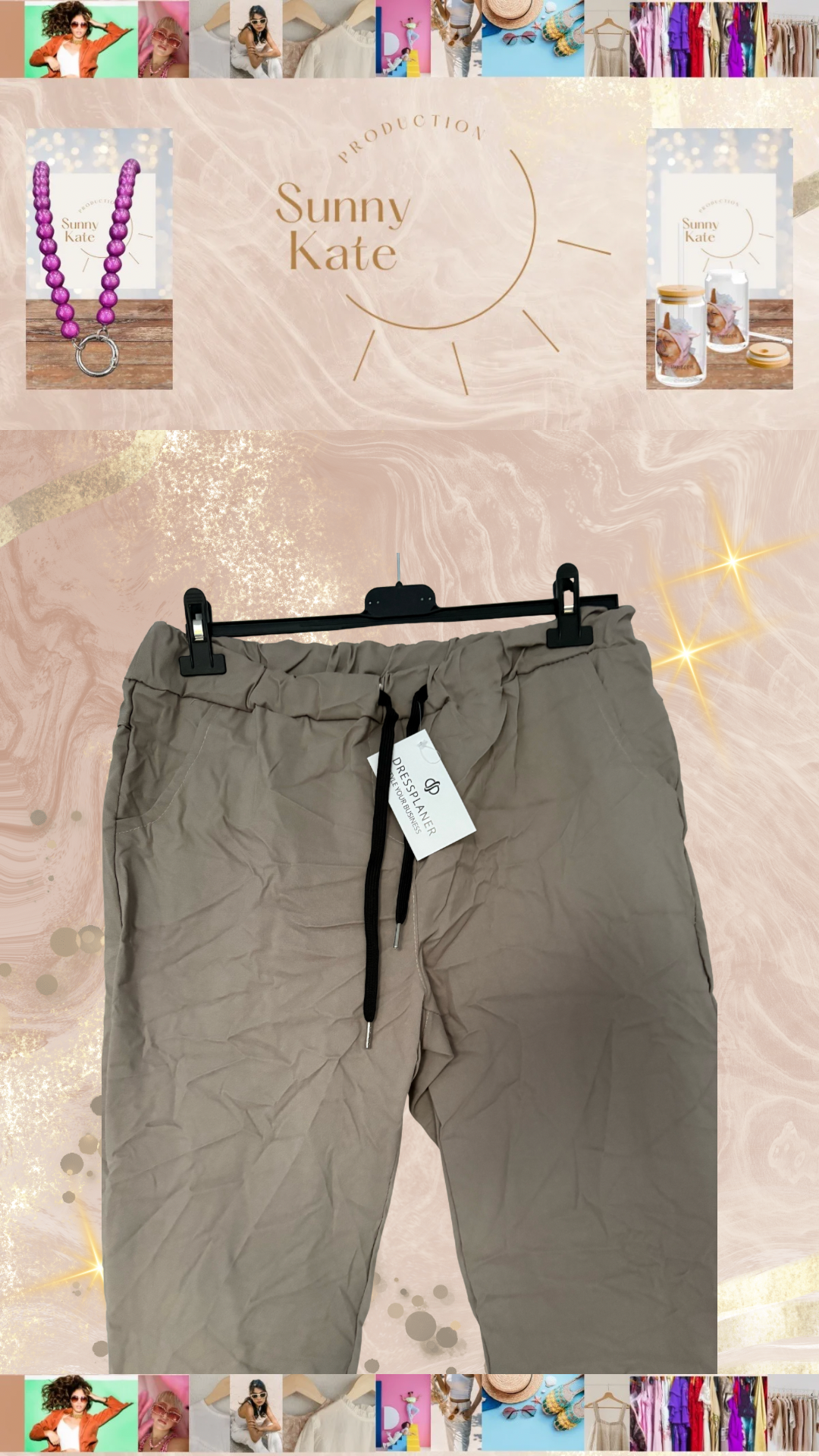 Stretch-Hose in Taupe & Beige – Bequem, Modern & Alltagstauglich Gr. 42/44 - 46/48