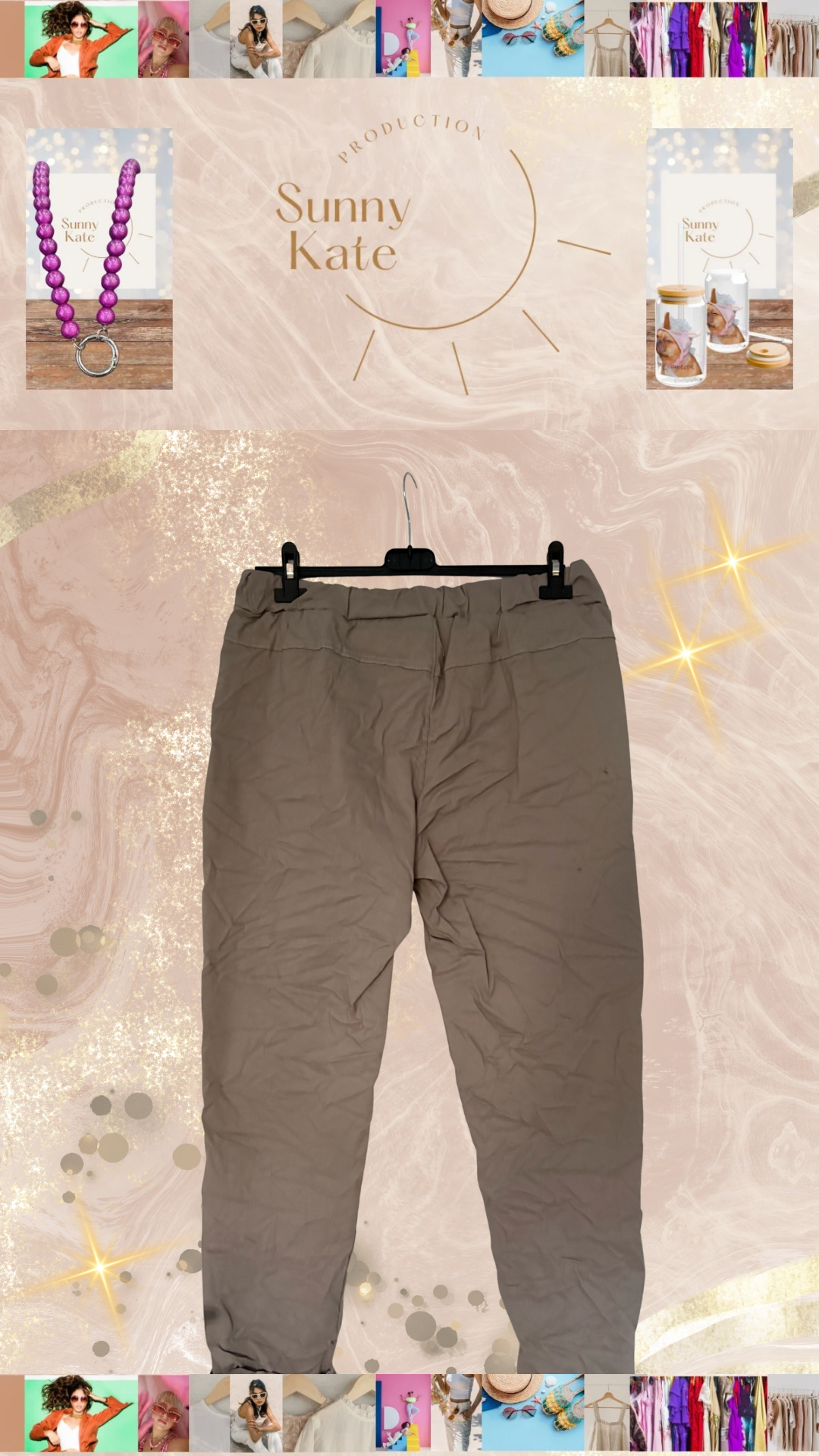 Stretch-Hose in Taupe & Beige – Bequem, Modern & Alltagstauglich Gr. 42/44 - 46/48