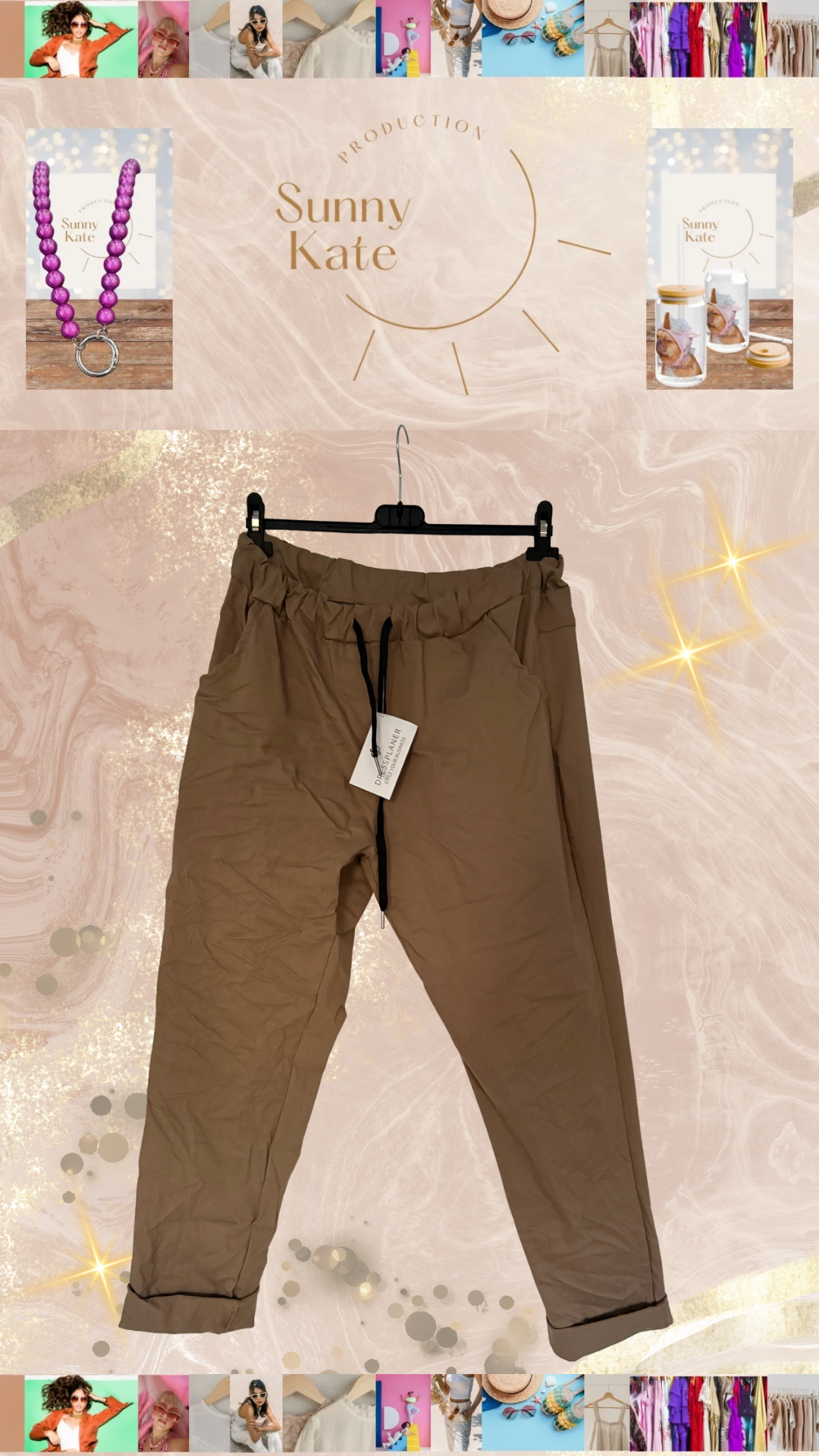Stretch-Hose in Taupe & Beige – Bequem, Modern & Alltagstauglich Gr. 42/44 - 46/48