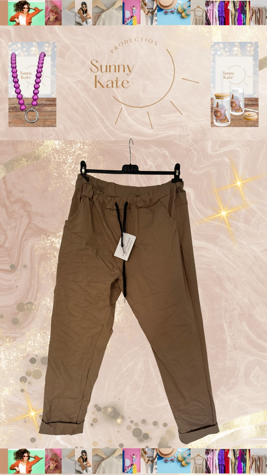 Stretch-Hose in Taupe & Beige – Bequem, Modern & Alltagstauglich Gr. 42/44 - 46/48