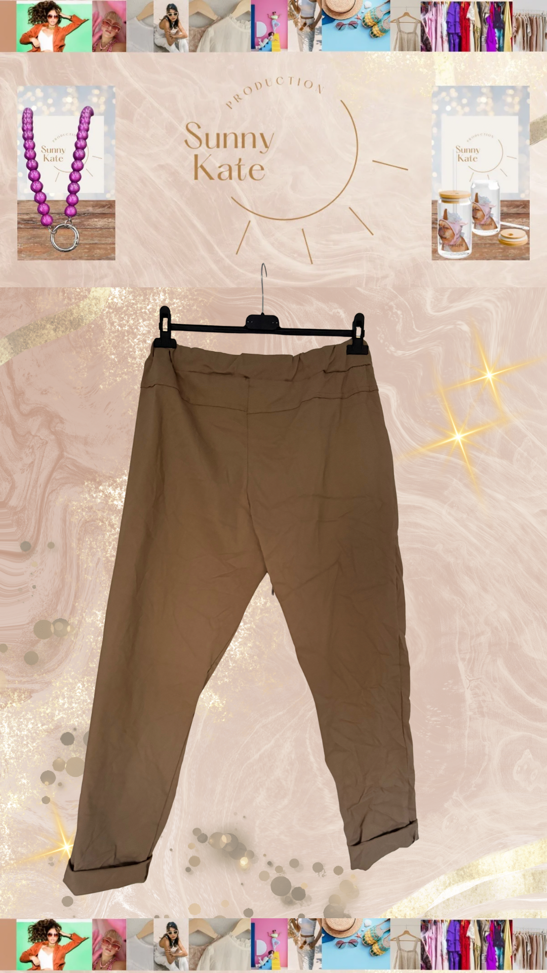 Stretch-Hose in Taupe & Beige – Bequem, Modern & Alltagstauglich Gr. 42/44 - 46/48