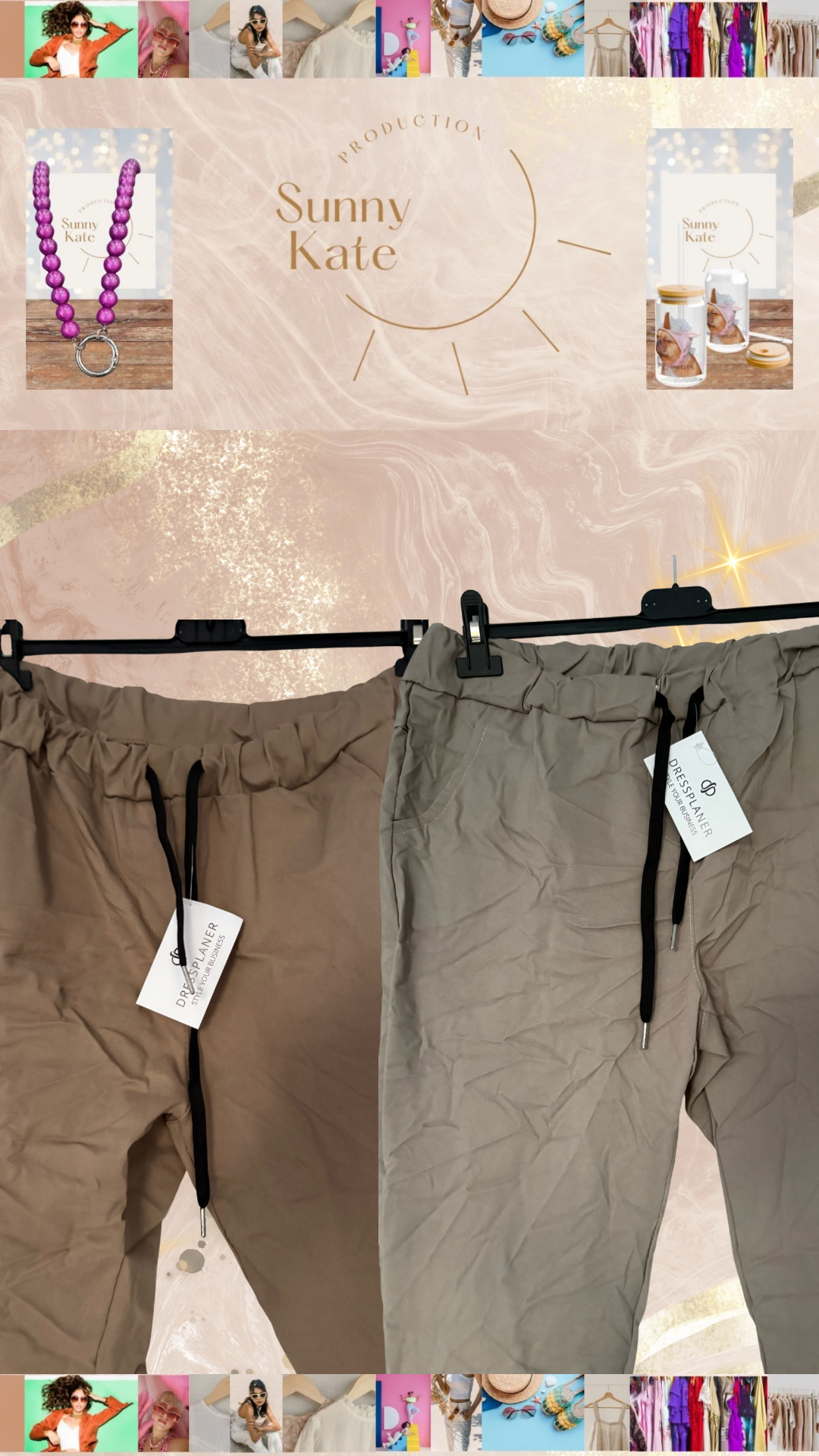 Stretch-Hose in Taupe & Beige – Bequem, Modern & Alltagstauglich Gr. 42/44 - 46/48