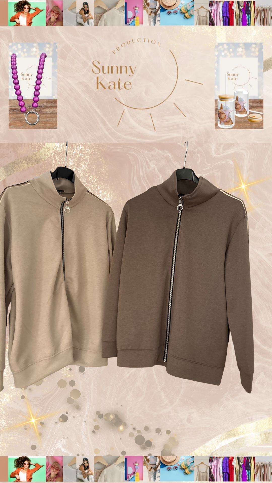 Linea Soft“ – Elegante Zip-Jacke im Clean Look
(Farben: Sand & Taupe · Gr. 36–42)