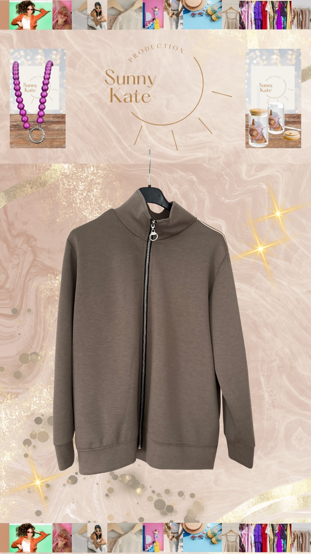 Linea Soft“ – Elegante Zip-Jacke im Clean Look
(Farben: Sand & Taupe · Gr. 36–42)