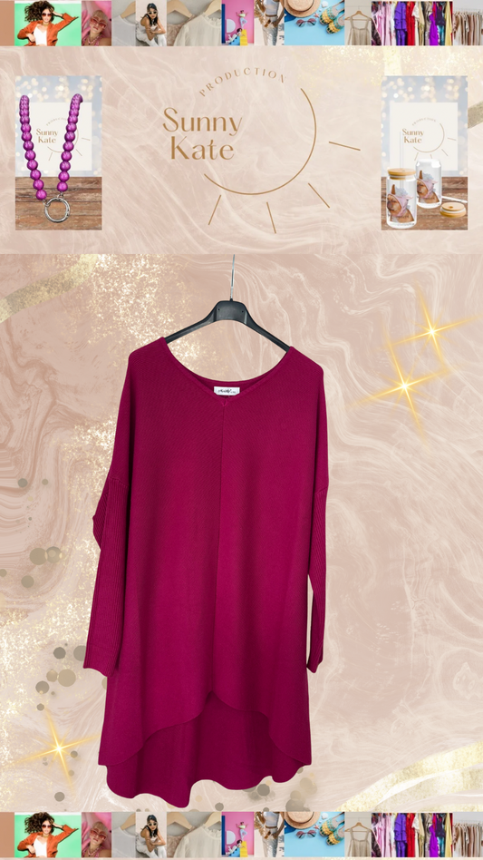 „Rosé Flow“ – Fließendes Longshirt mit Soft-Struktur
Dunkelpink · Gr. L/XL (40–42)