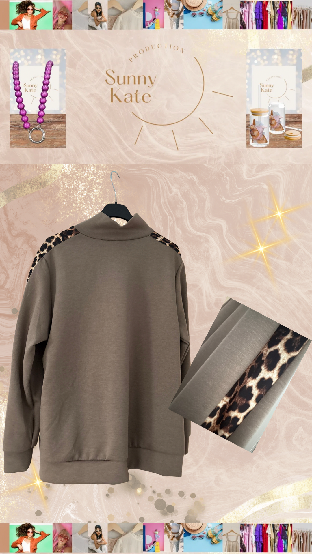 🤎 Savanna Soft – Zip-Jacke mit Leo-Detail

Taupe · Gr. 36–42