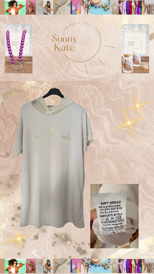 „Pure Lumière“ – Soft-Tunika mit Netz-Details
Natur · Gr. 42–48