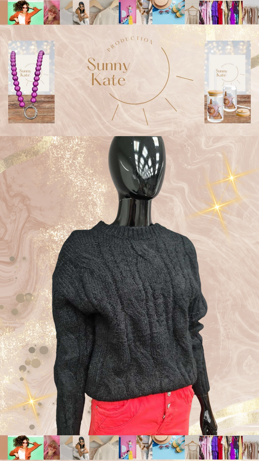 Cozy Knit Pullover in Schwarz / Strickpulli Onesize Gr. 36-42