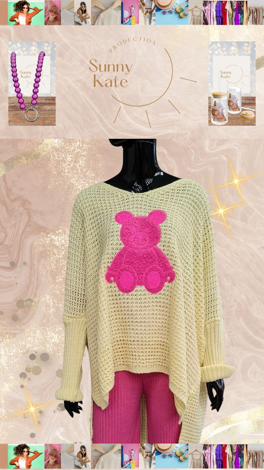 Teddy Knit Pullover in gelb, Gr. 36-44