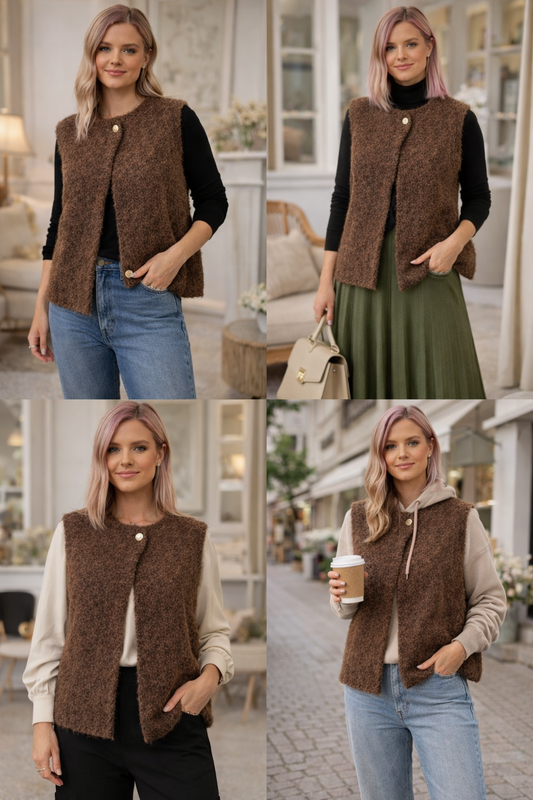 SunnyKate Cozy Weste Milano – Braun | Gr. 34–38/40