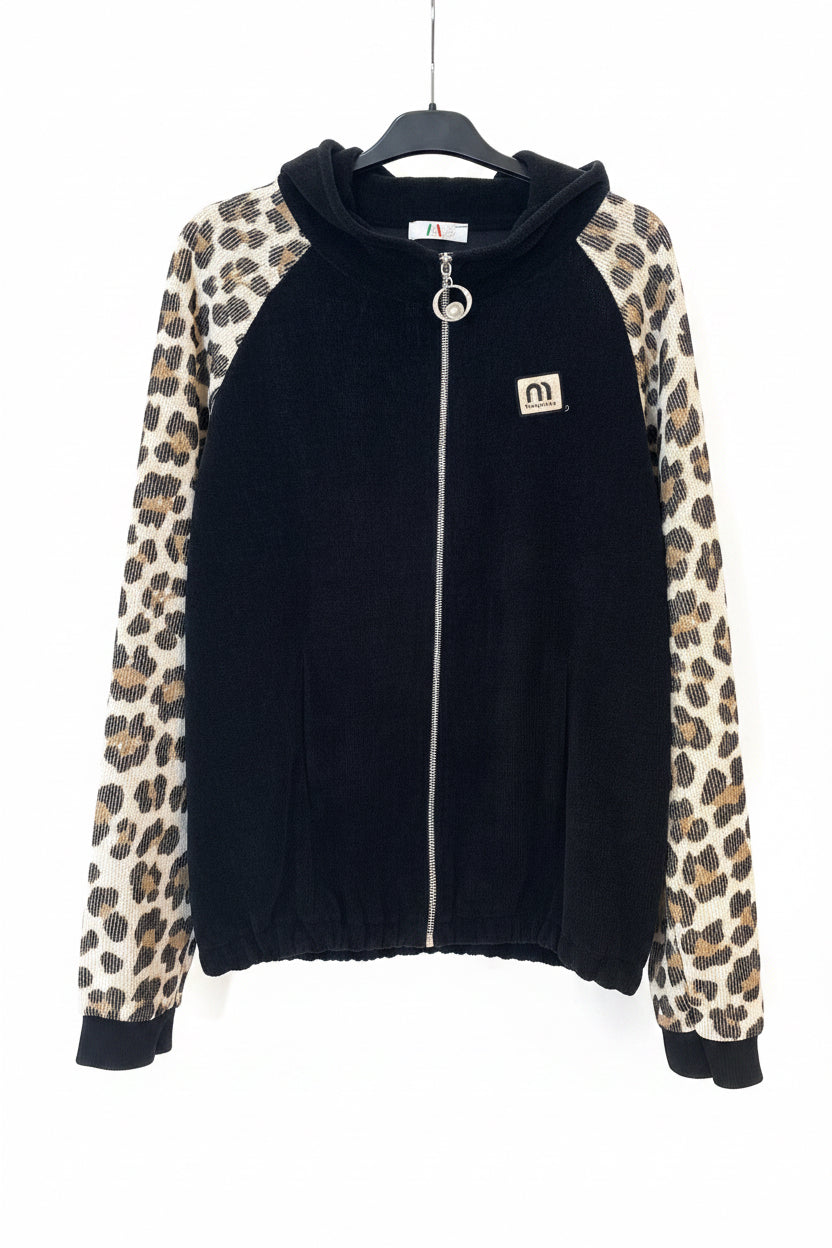 🖤 Leo Kuschel-Cord Jacke -One Size (passt bei 36–40)