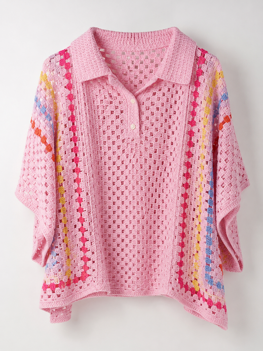Candy Crochet Strickpullover – Rosa (One Size 36–42)