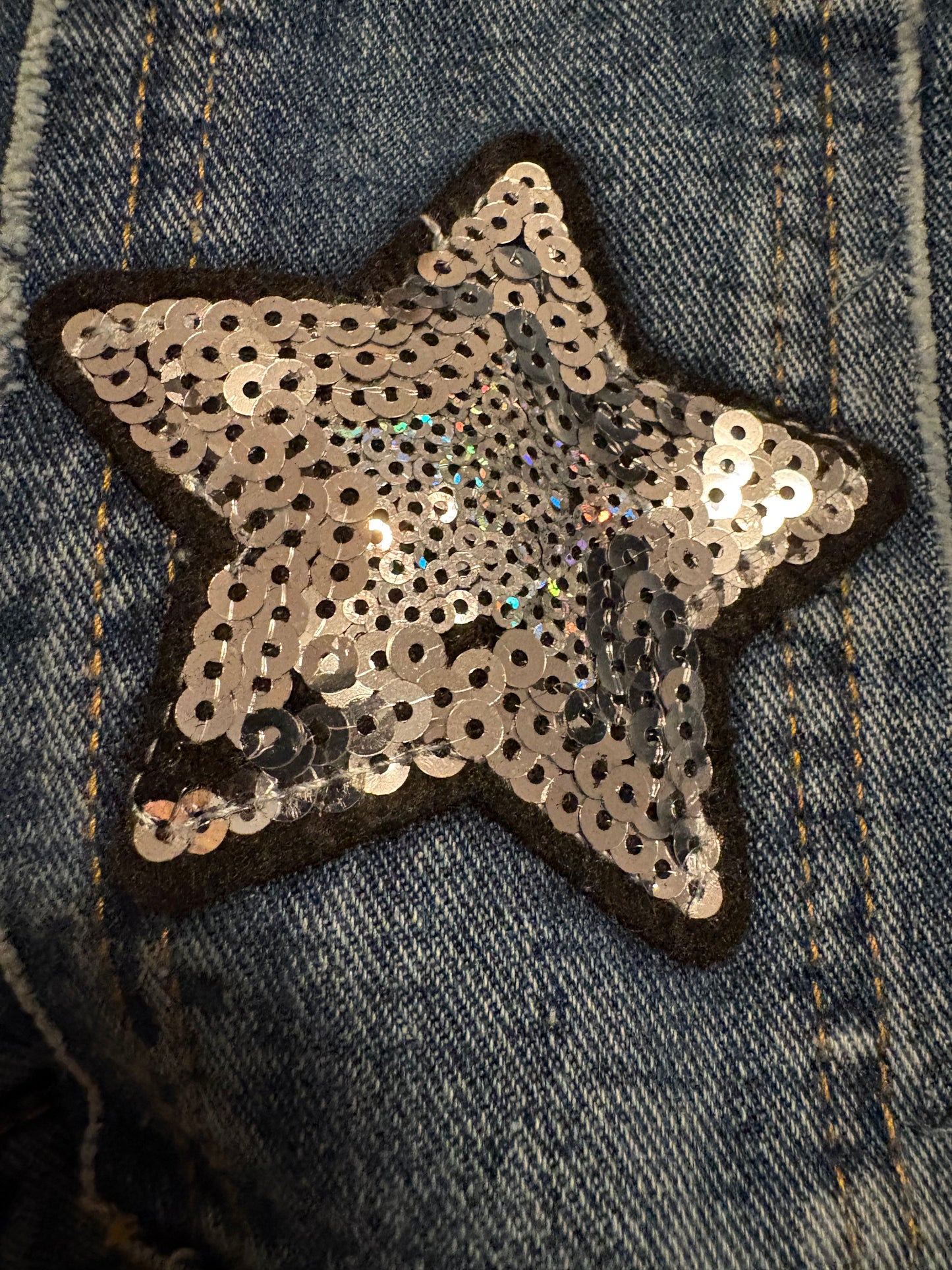 Starry Denim Vibes – Jeansjacke mit Wow-Faktor Oversize Gr. 36-40/42 Sterne & abnehmbarer Fellkragen