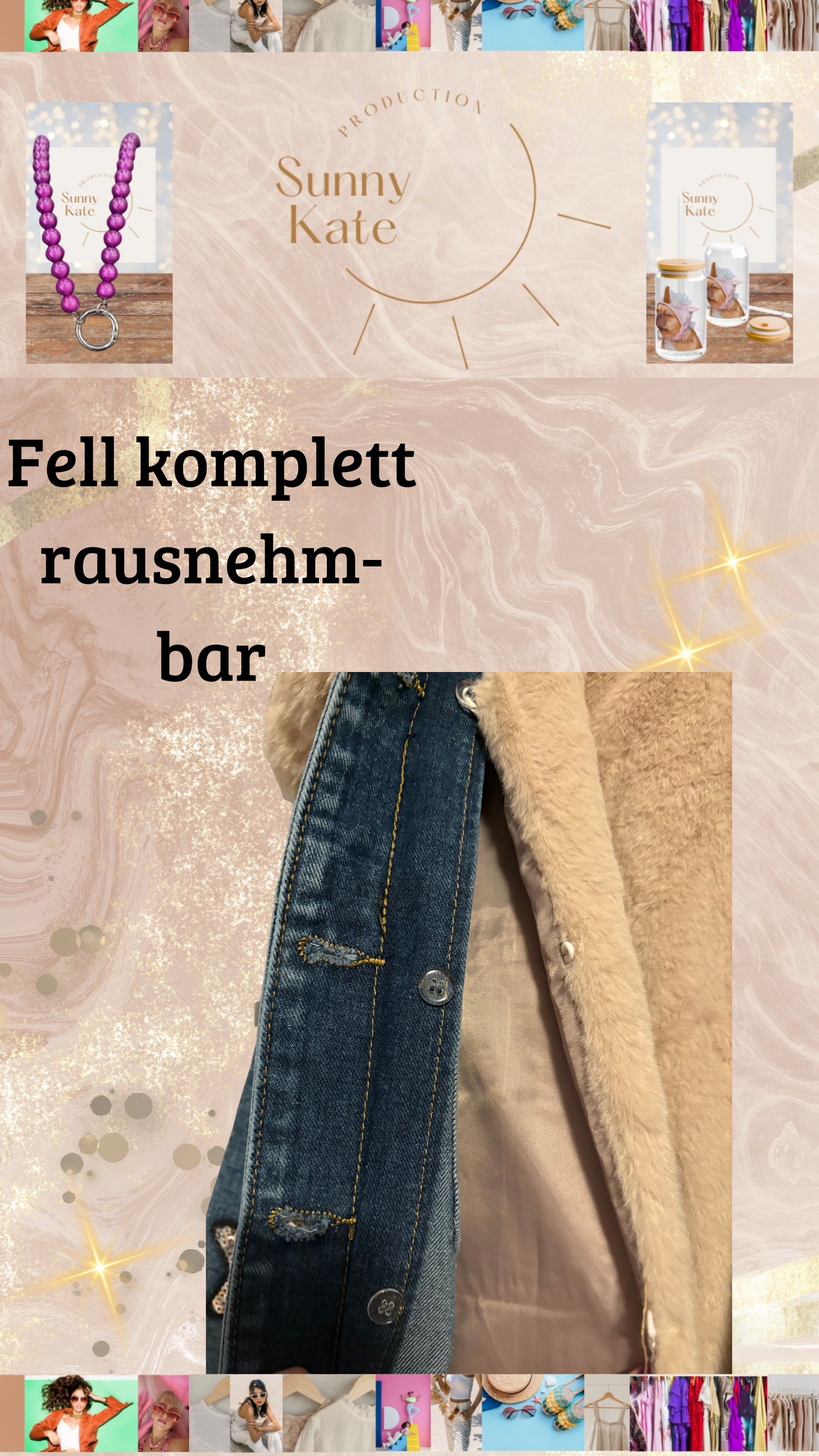 Starry Denim Vibes – Jeansjacke mit Wow-Faktor Oversize Gr. 36-40/42 Sterne & abnehmbarer Fellkragen