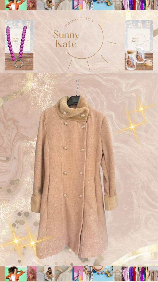 Eleganter Mantel „Luna Rose“ – Creme Rosa One Size Gr. 36-40/42