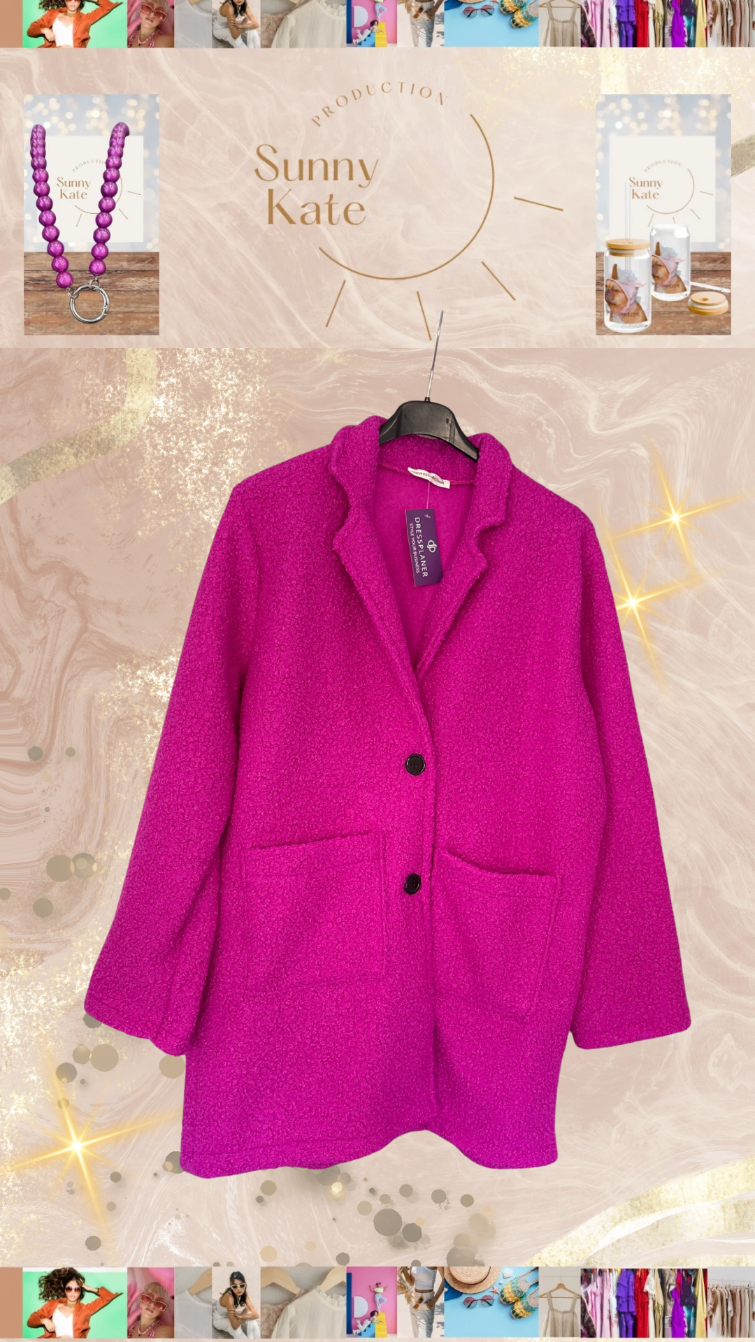 ✨ Sunny Kate „Berry Bliss“ Teddy Coat – One Size (36–42)