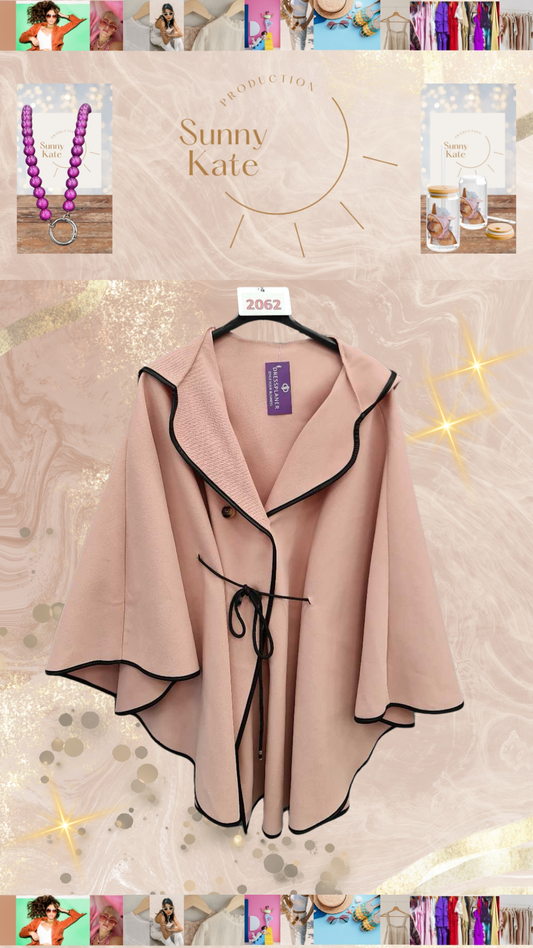Royal Cape – Cozy Chic Poncho mit Kapuze Gr. 36-42/44 Beere/ Rosé/ Grün