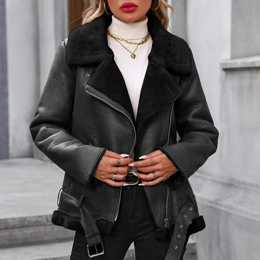 Premium Teddy-Lederimitatjacke “Cosy Chic” – Black | Burgundy | Brown