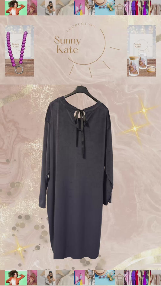 Velvet Dress Navy Gr. 44-48